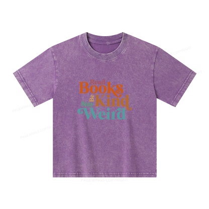 Pagewings Read Books Be Kind Stay Weird Unisex Kids Washed T-shirt