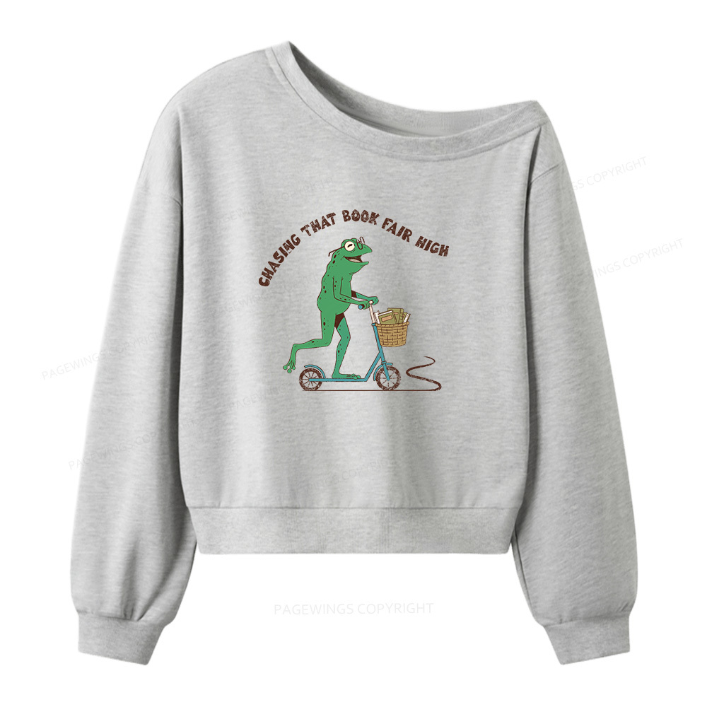 Pagewings Chasing That Book Fair High Women Off  Shoulder Sweatshirt