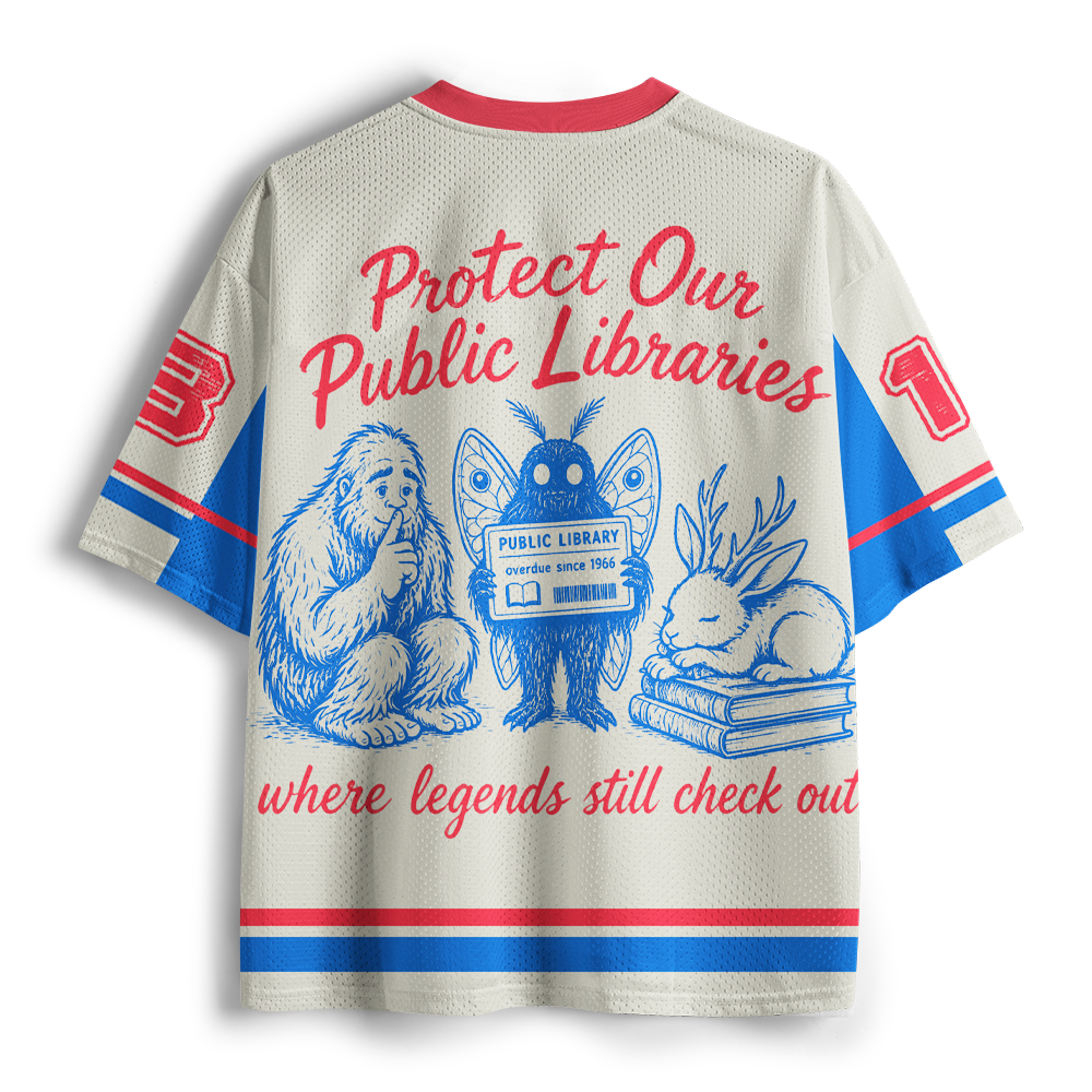 Pagewings Protect Our Public Libraries Unisex Mesh Jersey