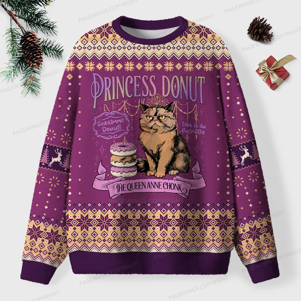 Pagewings The Queen Anne Chonk  Unisex Ugly Knit Sweatshirt