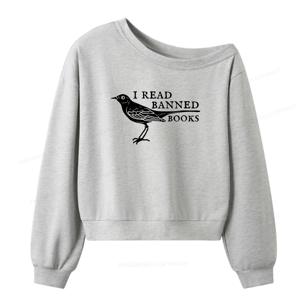 Pagewings Read Banned Books Women Off Shoulder Sweatshirt