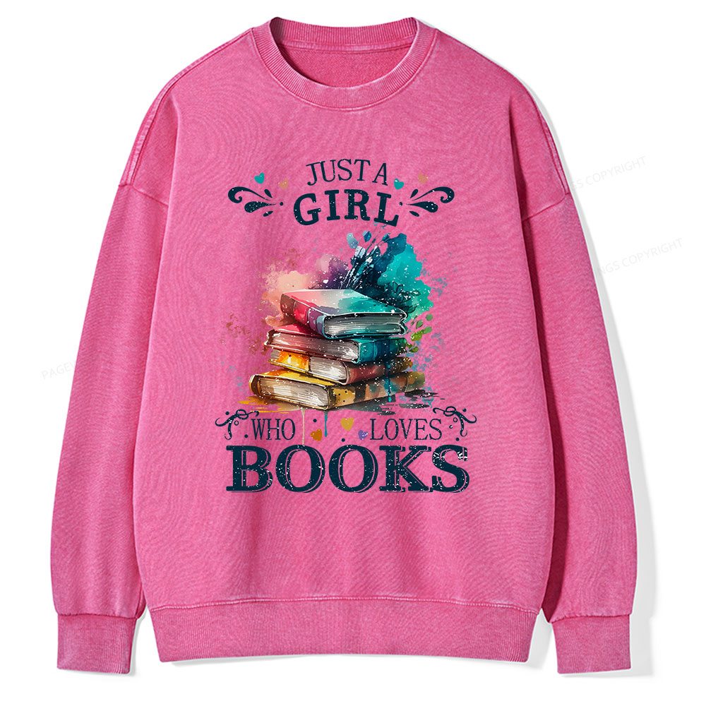 Pagewings Who Loves Books Unisex Washed Sweatshirt