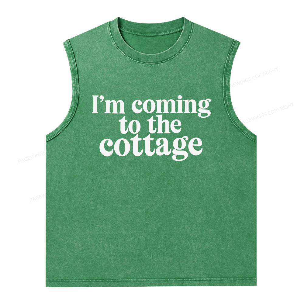 Pagewings I'm Coming To The Cottage Unisex Washed Tank Top