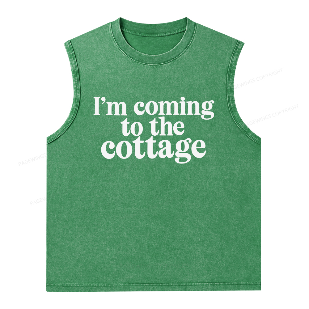 Pagewings I'm Coming To The Cottage Unisex Washed Tank Top