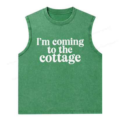 Pagewings I'm Coming To The Cottage Unisex Washed Tank Top