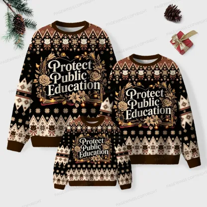 Pagewings Protect Public Education Unisex Ugly Knit Sweatshirt