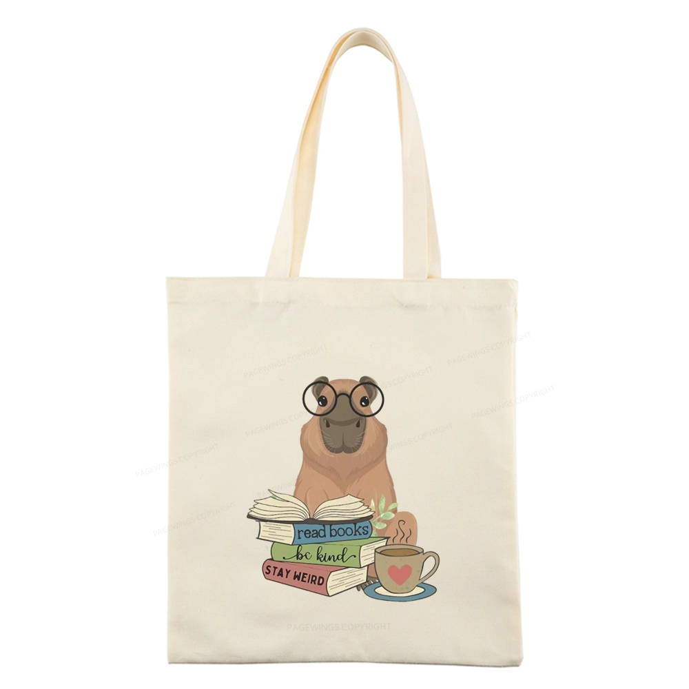 Pagewings Capybara Reading Tote Bag