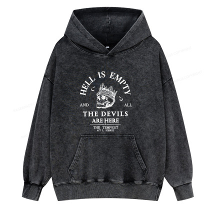 Pagewing Hell Is Empty And All The Devils Are Here Unisex Washed Hoodie