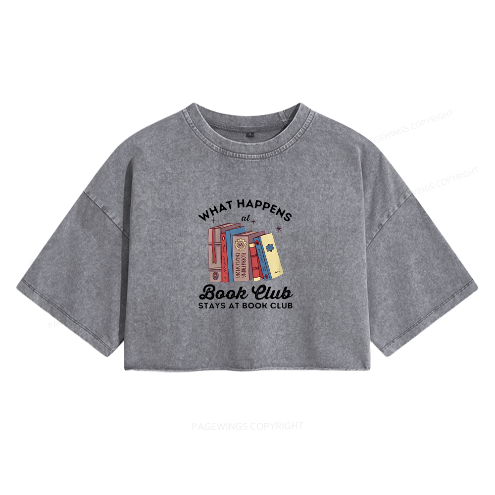 Pagewings Stays At Book Club Book Women's Washed Cropped T-shirt