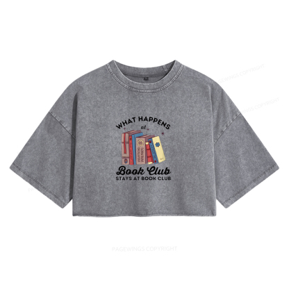 Pagewings Stays At Book Club Book Women's Washed Cropped T-shirt