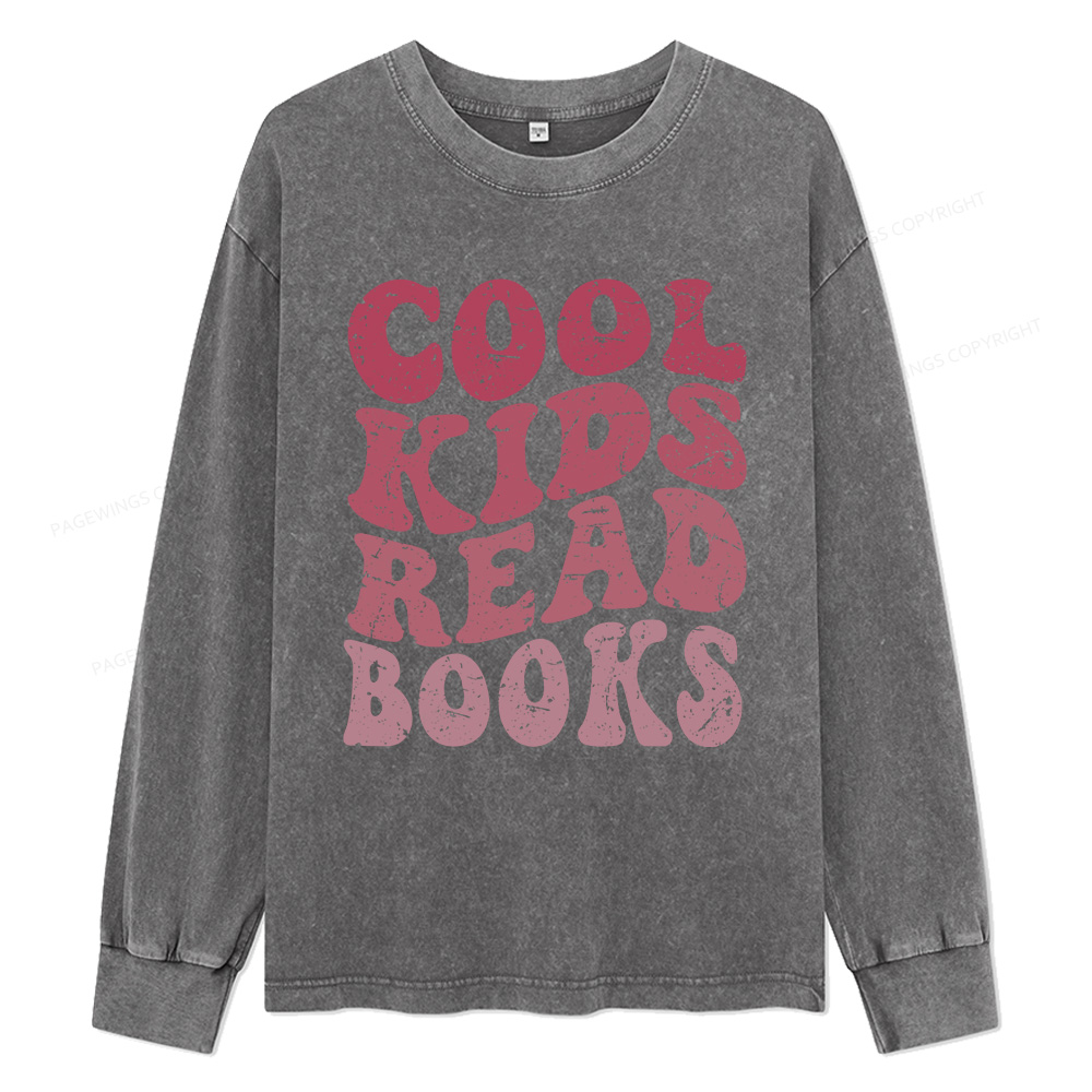 Pagewings Library Reader Book Nerd Unisex Washed Long Sleeve T-shirt
