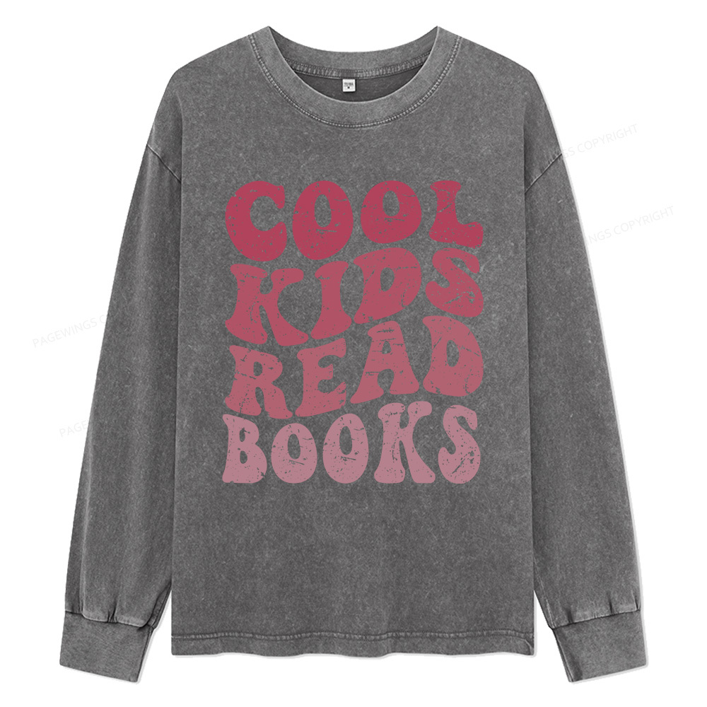 Pagewings Library Reader Book Nerd Unisex Washed Long Sleeve T-shirt