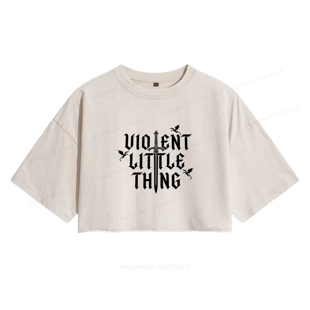 Pagewings Fantasy Reader Women's Washed Cropped T-shirt