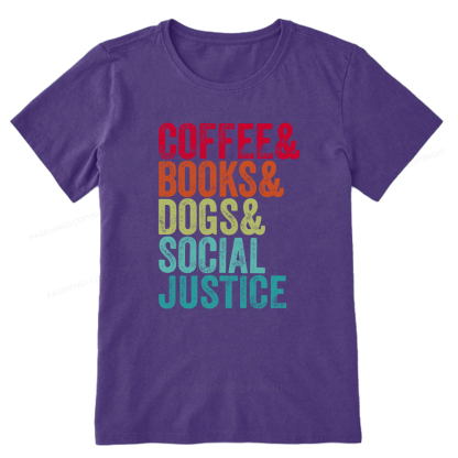 Pagewings Books Coffee Dogs Social Justice Unisex Classic T-shirt