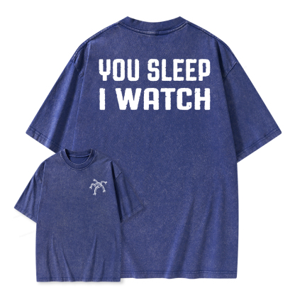 Pagewings You Sleep I Watch Unisex Washed T-shirt