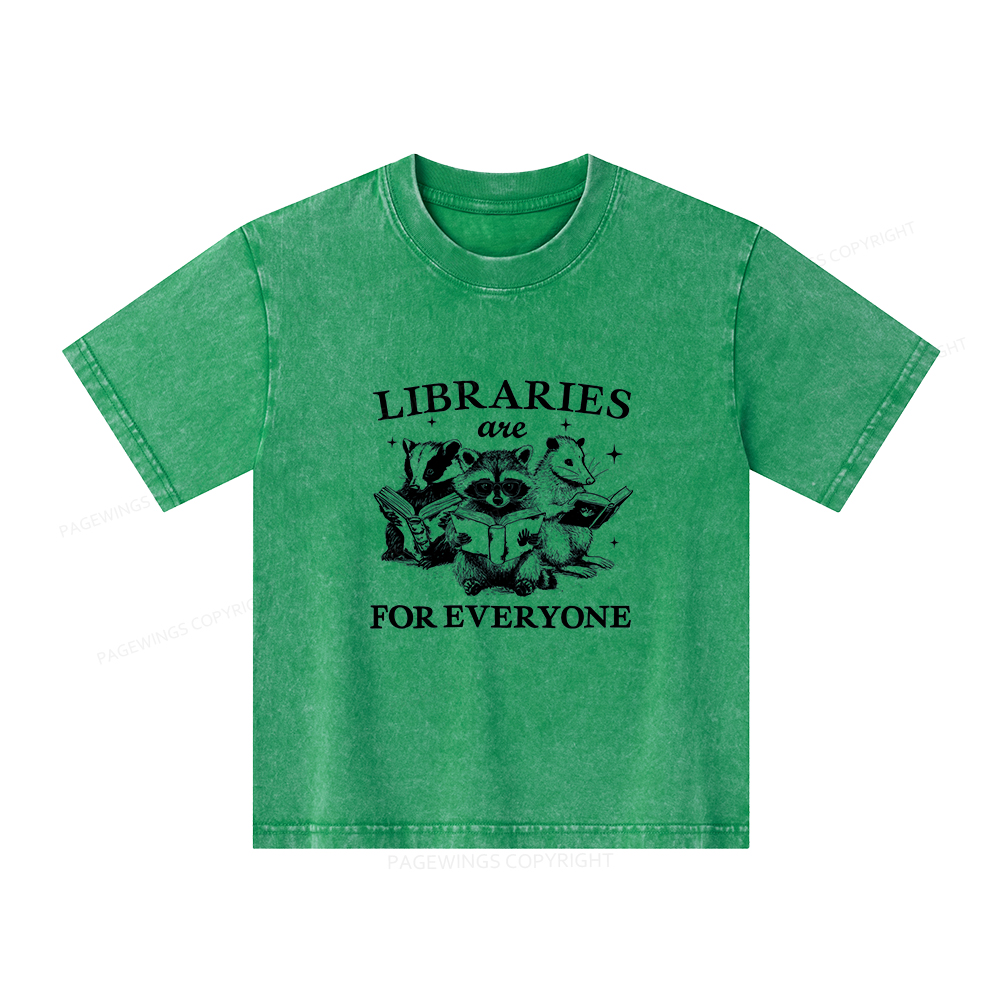 Pagewings Libraries Are For Everyone Unisex Kids Washed T-shirt