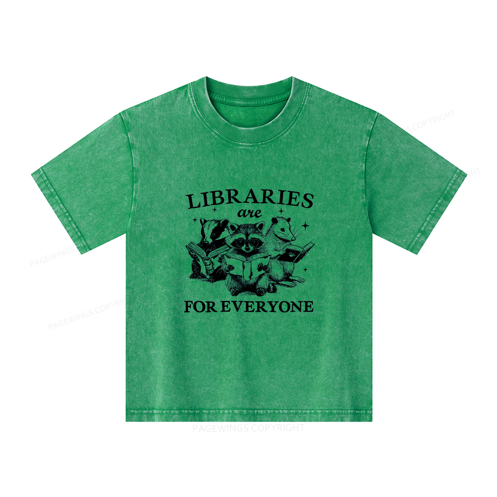 Pagewings Libraries Are For Everyone Unisex Kids Washed T-shirt