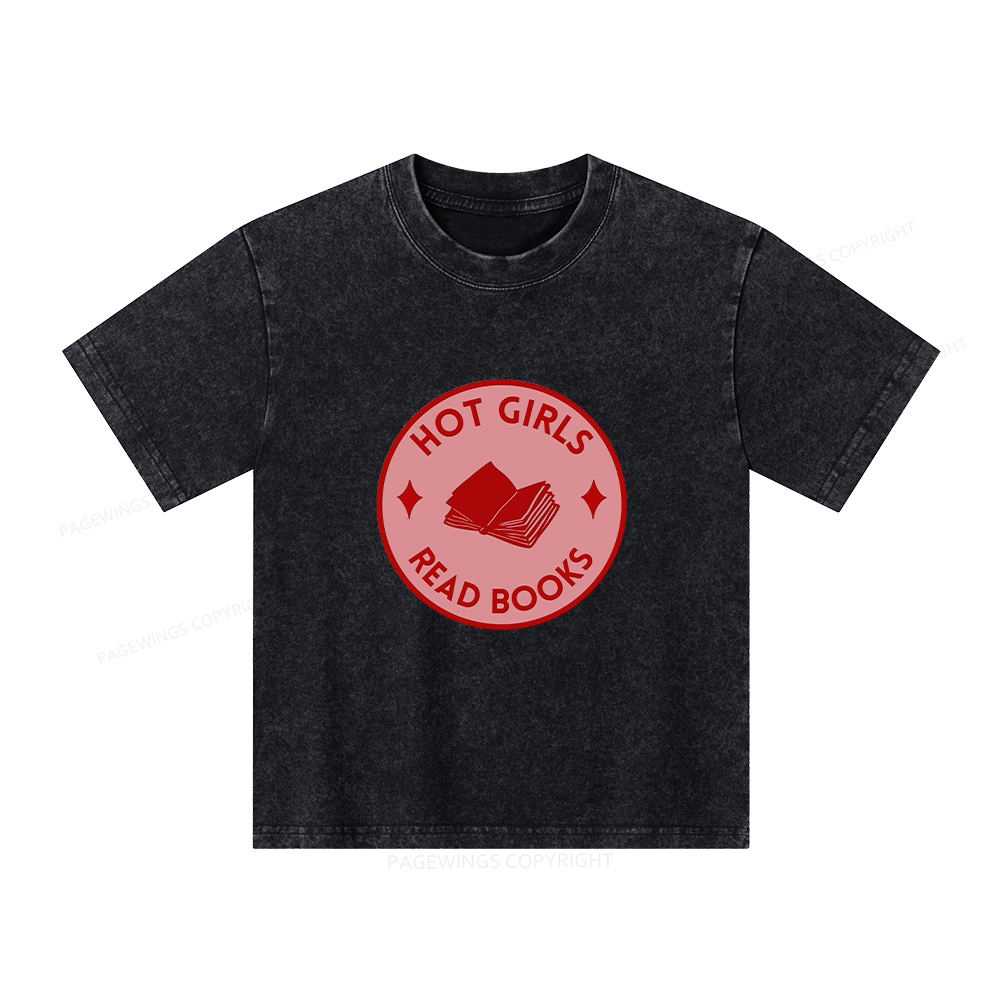Pagewings Hot Girls Read Books Unisex Kids Washed T-shirt