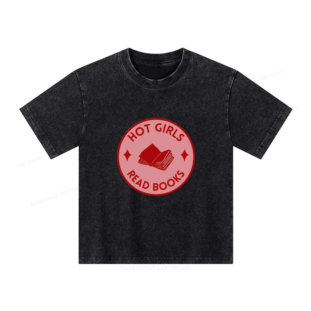 Pagewings Hot Girls Read Books Unisex Kids Washed T-shirt