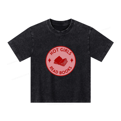 Pagewings Hot Girls Read Books Unisex Kids Washed T-shirt