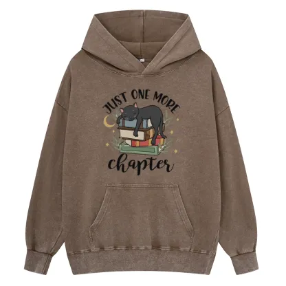 Pagewings Just One More Chapter Adorable Cat Unisex Washed Hoodie