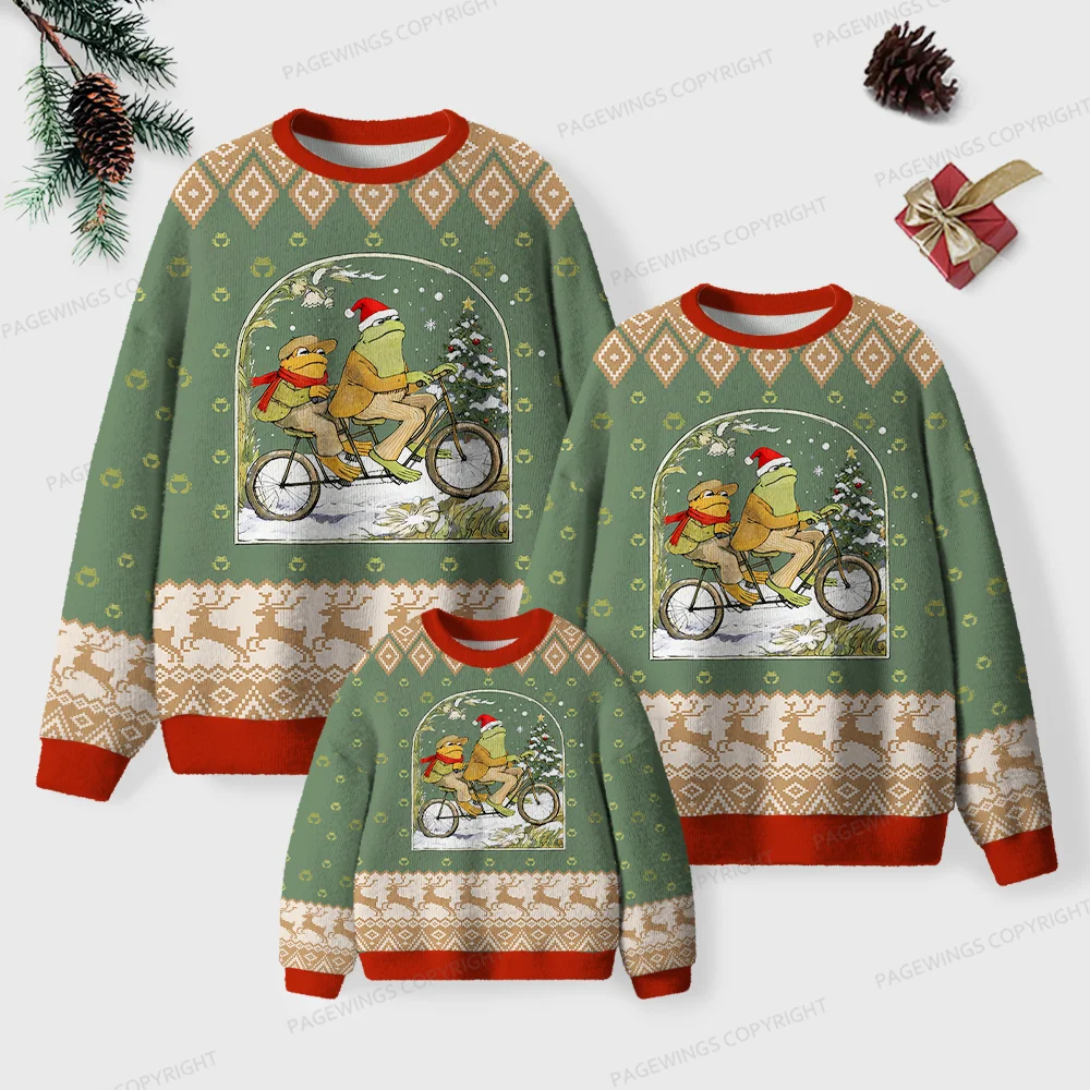 Pagewings Frog Reading Unisex Ugly Knit Sweatshirt