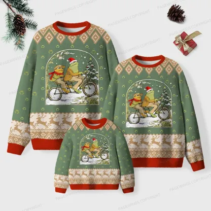 Pagewings Frog Reading Unisex Ugly Knit Sweatshirt