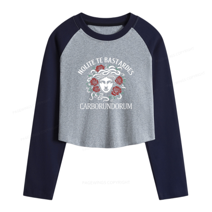 Pagewings Don't Let The Bastards Grind You Down Women Long Sleeve Crop Raglan T-shirt