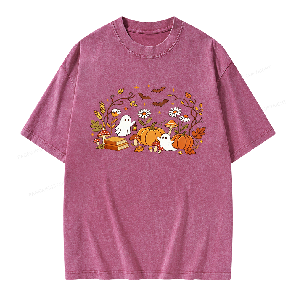 Pagewings Halloween Ghost Unisex Washed T-shirt
