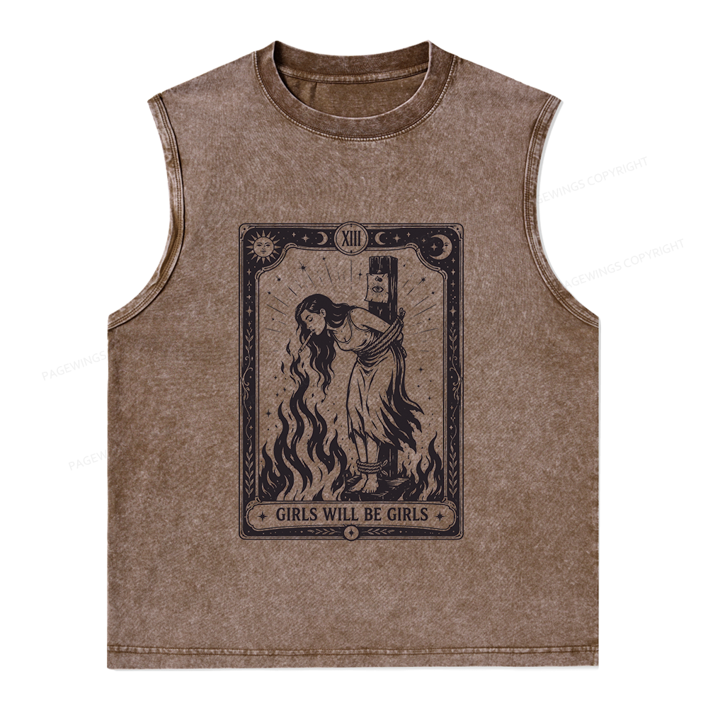 Pagewings Girls Will Be Girls Unisex Washed Tank Top