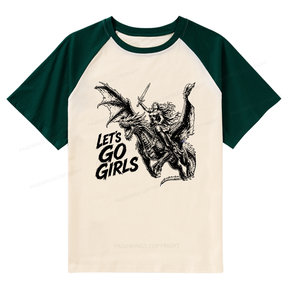Pagewings Woman Dragon Rider Raglan T-shirt