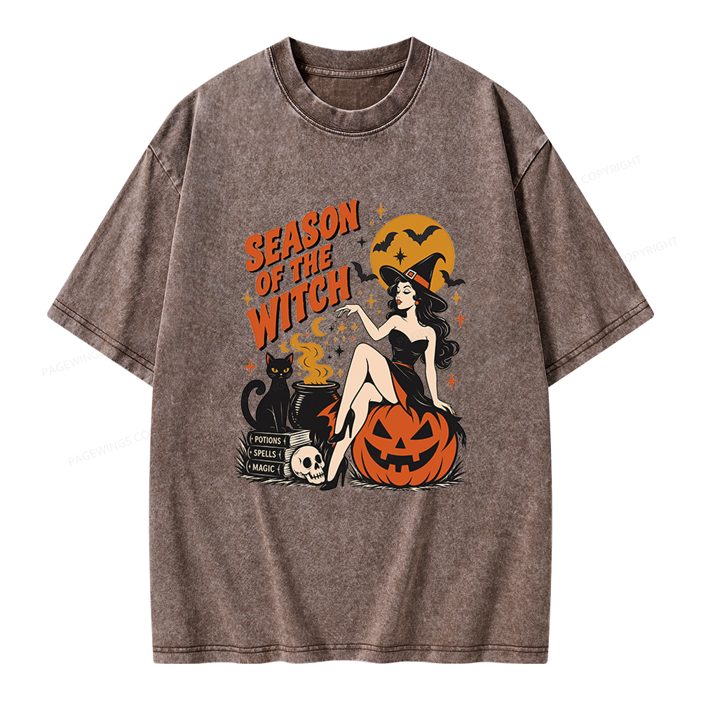 Pagewings Season Of The Witch Unisex Washed T-shirt