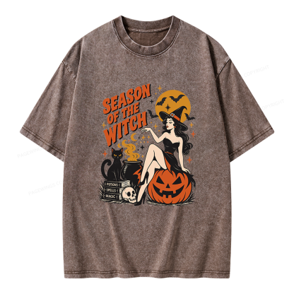 Pagewings Season Of The Witch Unisex Washed T-shirt