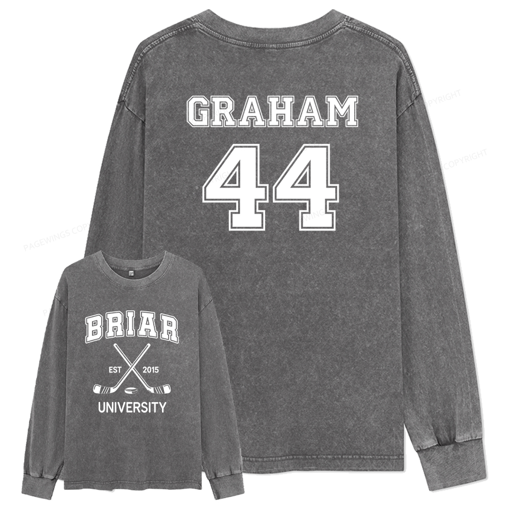 Pagewings Hockey Romance Unisex Washed Long Sleeve T-shirt 