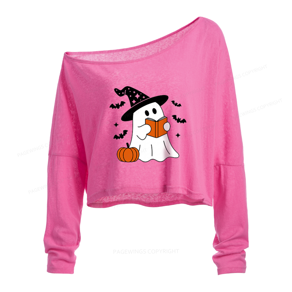 Pagewings All Booked for Fall Slouchy Long Sleeve Off Shoulder T-shirt