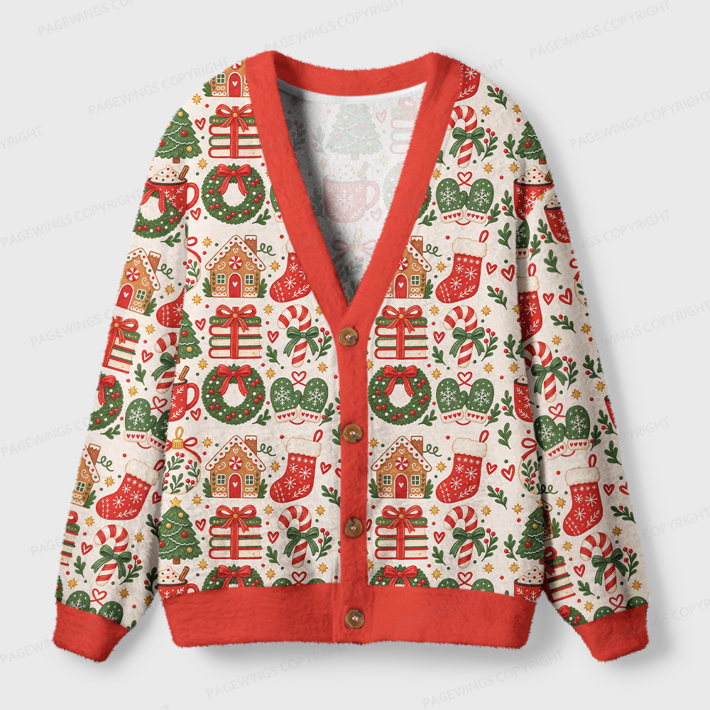 Pagewings Christmas Bookish Light Knit Unisex Cardigan Sweaters