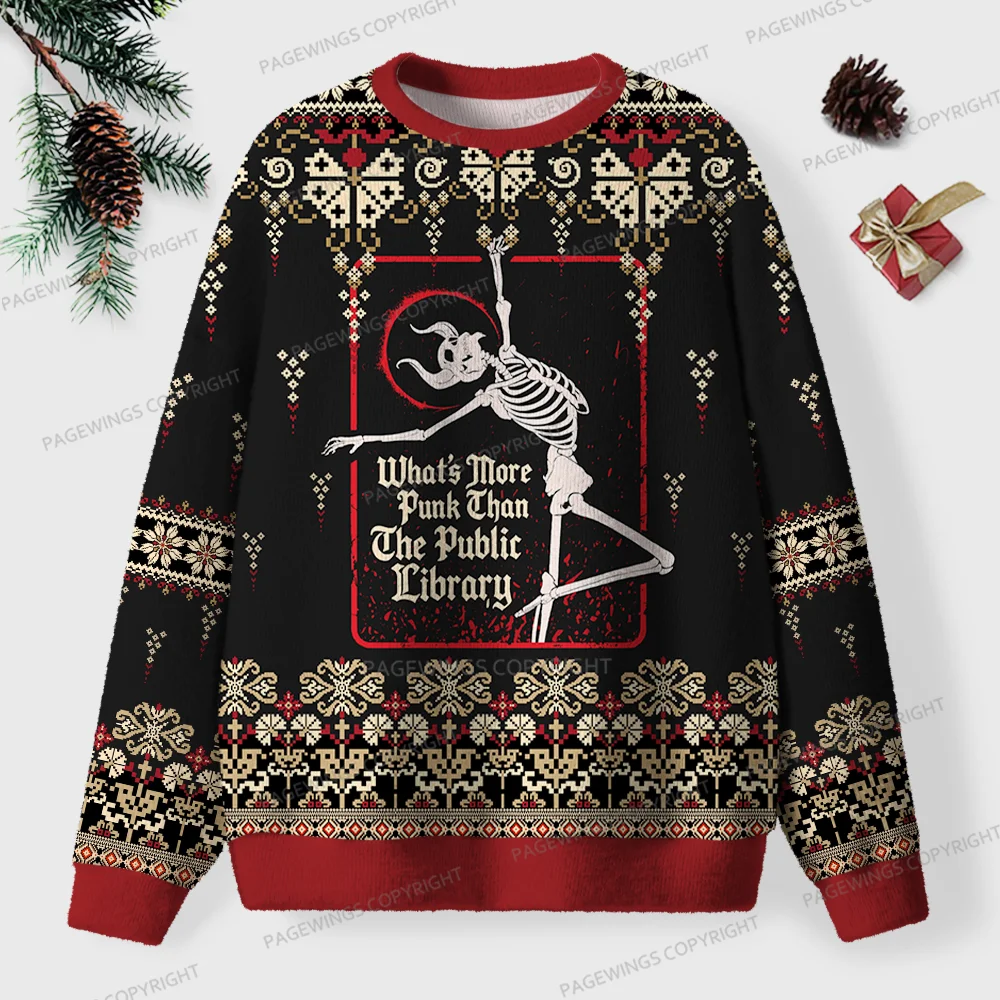 Pagewings What’s More Punk Than The Public Library Unisex Ugly Knit Sweatshirt