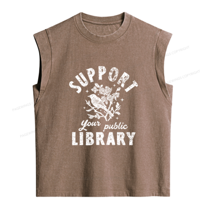 Pagewings Public Library Women's Washed Tank Top