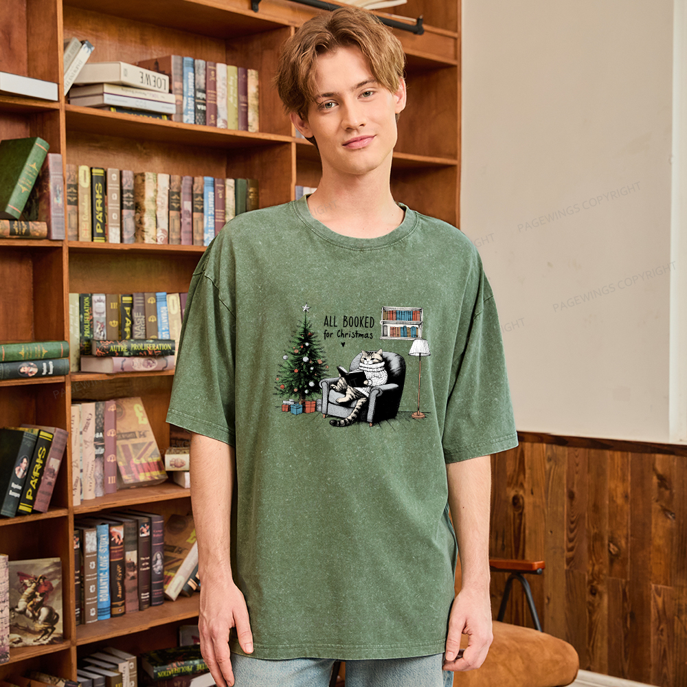 Pagewings All Booked for Christmas Unisex Washed T-shirt