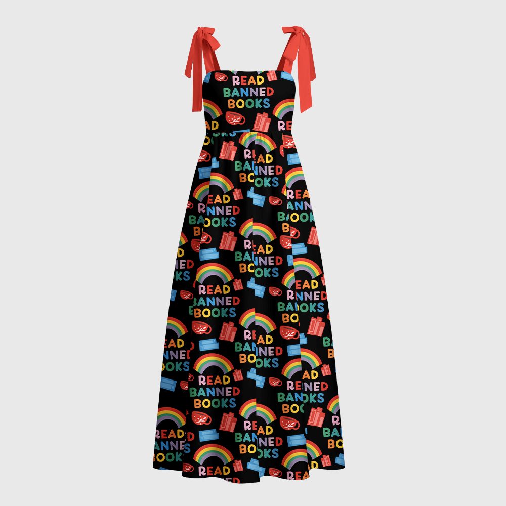 Pagewings Read Banned Books Tie Shoulder Maxi Dress