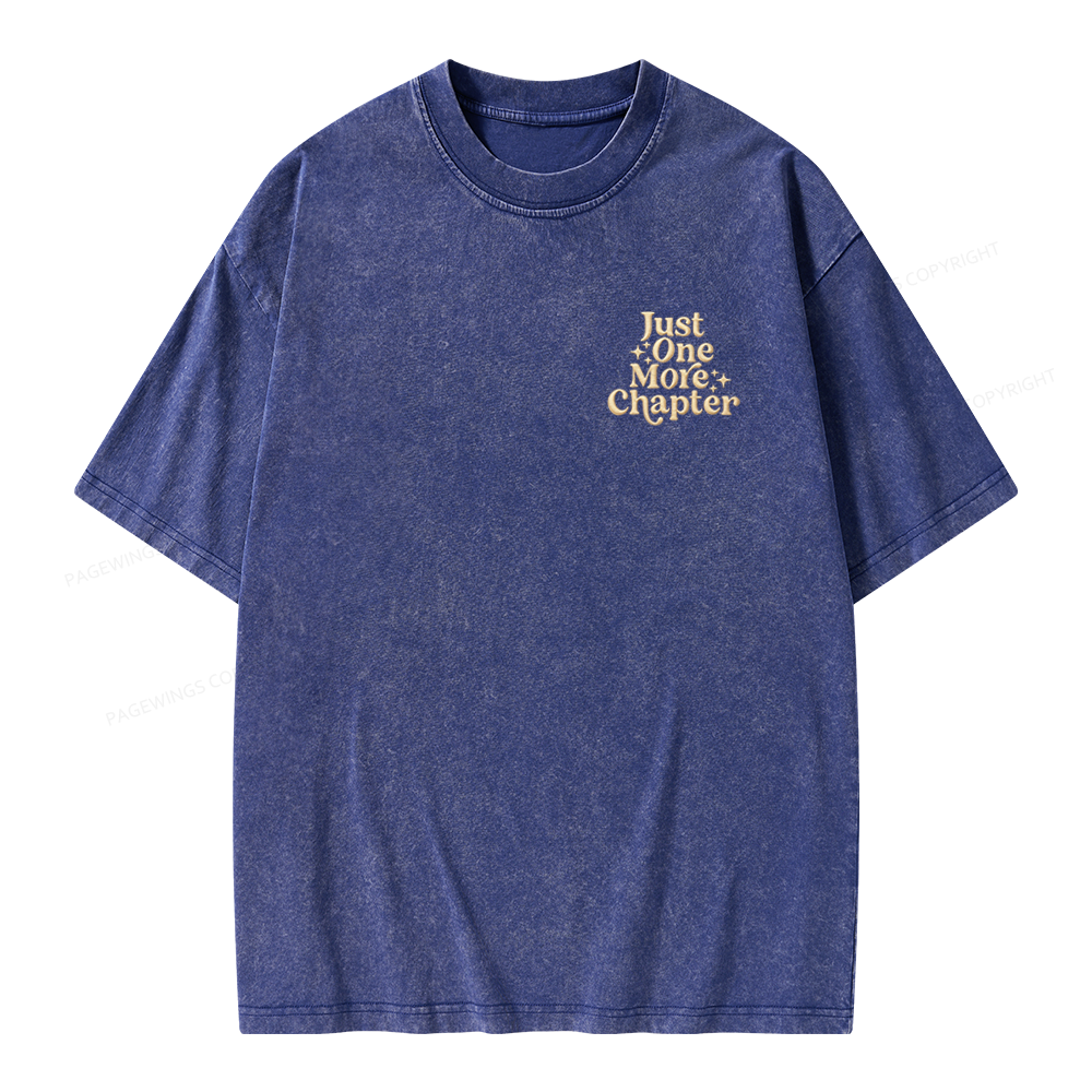 Pagewings Embroidered Just One More Chapter Unisex Washed T-shirt