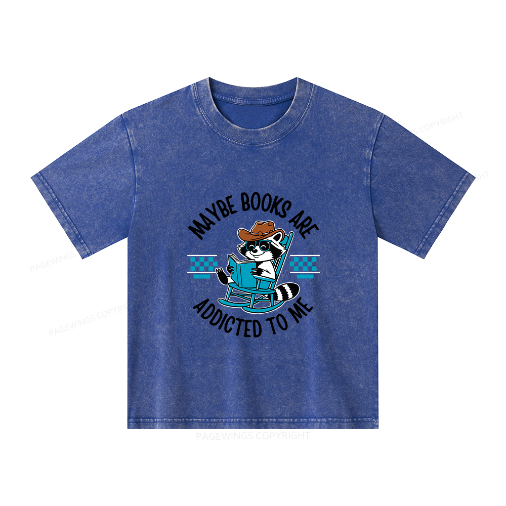 Pagewings Books Are Addicted To Me Unisex Kids Washed T-shirt