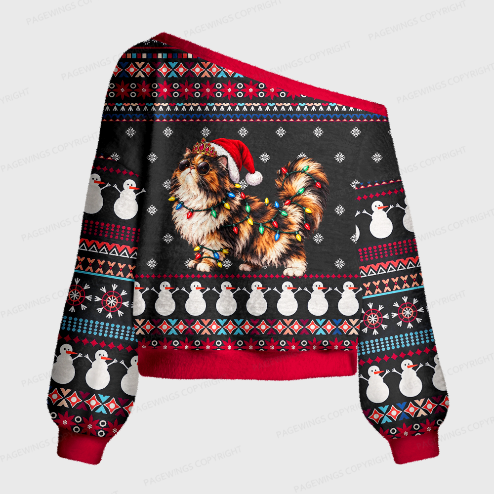 Pagewings Sci Fi Book Lover Off Shoulder Ugly Knit Sweater