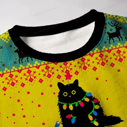 Pagewings Meowy Booksmas Unisex Ugly Knit Sweatshirt