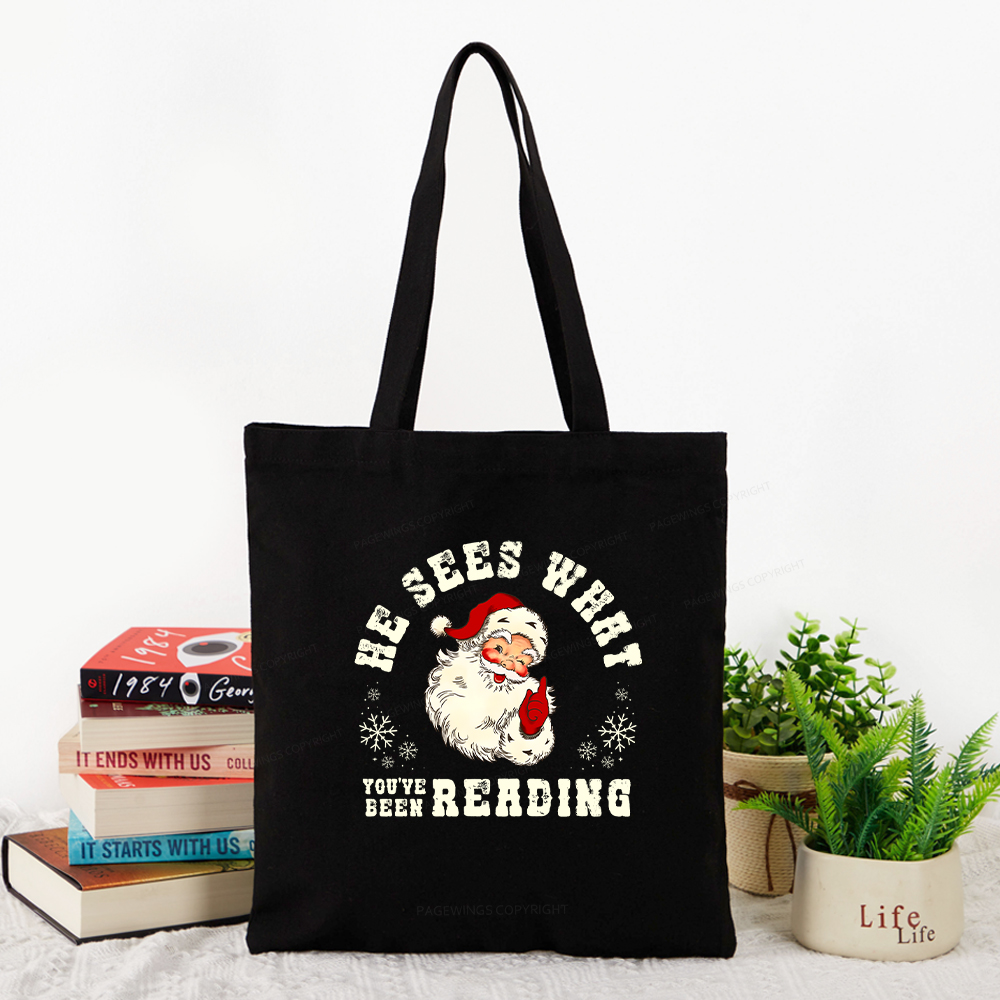 Pagewings He Sees What You've Been Reading Tote Bag