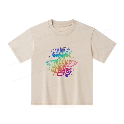 Pagewings I'm Not A Bookworm I'm A Book Dragon Unisex Kids Washed T-shirt