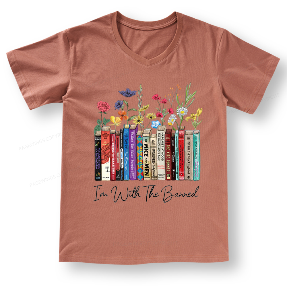 Pagewings I'm With The Banned Flowers V-neck T-shirt