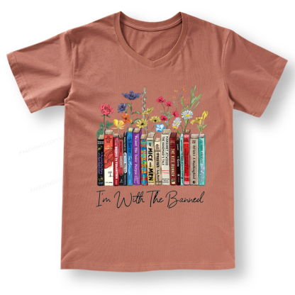 Pagewings I'm With The Banned Flowers V-neck T-shirt