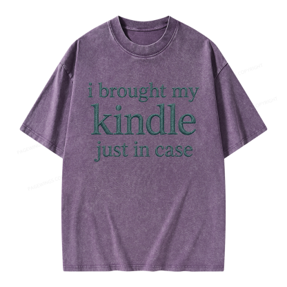 Pagewings Embroidered I Brought My Kindle Unisex Washed T-shirt