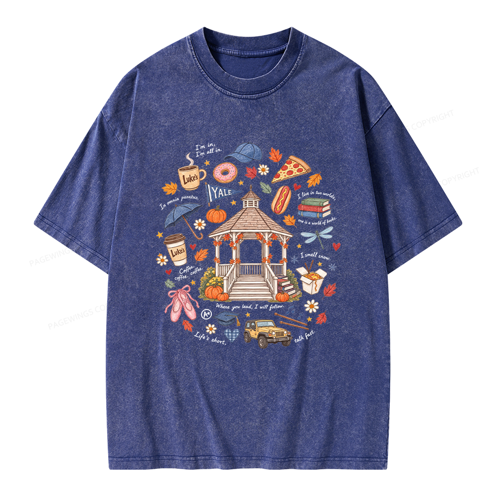 Pagewings Cozy Autumn Book Lover Unisex Washed T-shirt